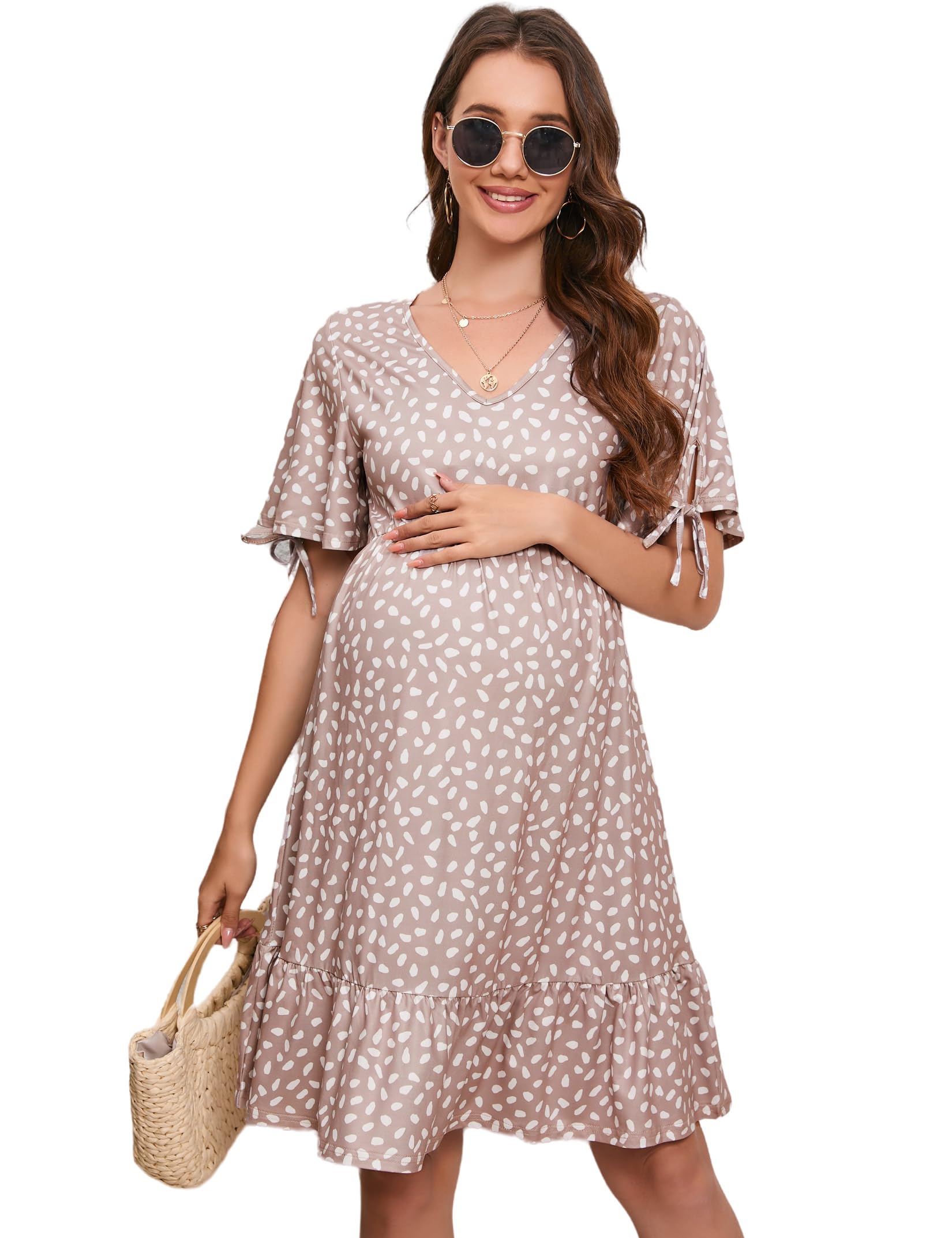 YESFASHION Maternity Dresses Women's Summer Casual V Neck Flared Short – Yesfashion YESFASHION Maternity Dresses Women's Summer Casual V Neck Flared Short – Yesfashion