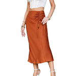 YESFASHION Women Ruched Drawstring Elegant Skirt Dress Pants