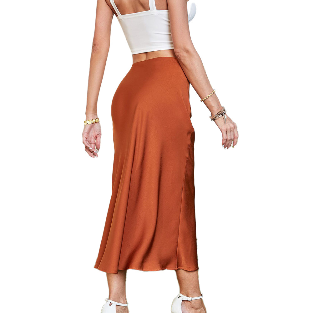 YESFASHION Women Ruched Drawstring Elegant Skirt Dress Pants