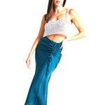 YESFASHION Women Ruched Drawstring Elegant Skirt Dress Pants