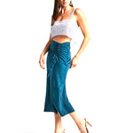 YESFASHION Women Ruched Drawstring Elegant Skirt Dress Pants