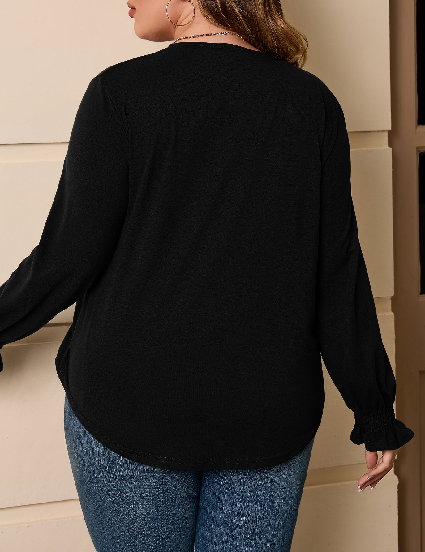Women's Plus Size V-Neck Bag Loose Top