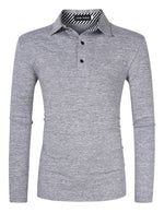 YESFASHION Men's Casual Long Sleeve Collar Slim Button Polo T-Shirt