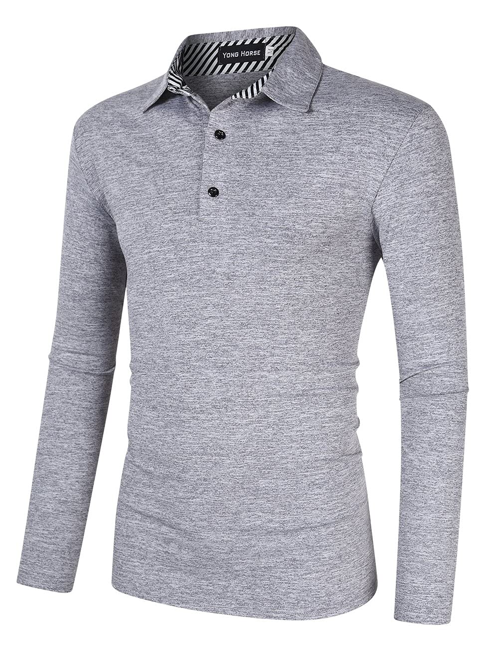 YESFASHION Men's Casual Long Sleeve Collar Slim Button Polo T-Shirt