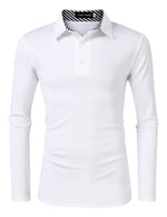 YESFASHION Men's Casual Long Sleeve Collar Slim Button Polo T-Shirt