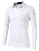 YESFASHION Men's Casual Long Sleeve Collar Slim Button Polo T-Shirt