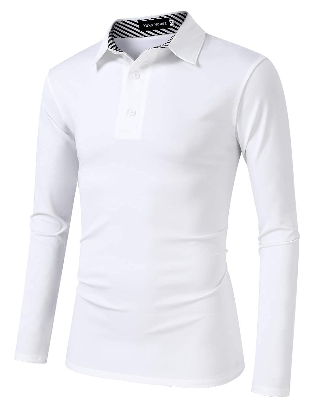 YESFASHION Men's Casual Long Sleeve Collar Slim Button Polo T-Shirt