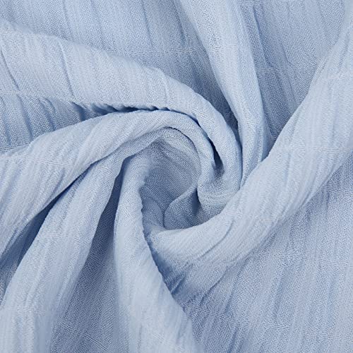 YESFASHION Mesh Fabric Off Shoulder Tunic Mini Dress Light Blue