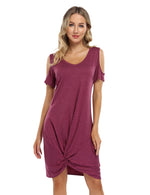 YESFASHION Women's Twist Knot T Shirt Dress Black