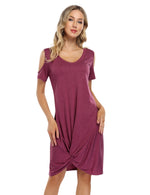 YESFASHION Women's Twist Knot T Shirt Dress Black