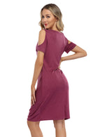 YESFASHION Women's Twist Knot T Shirt Dress Black