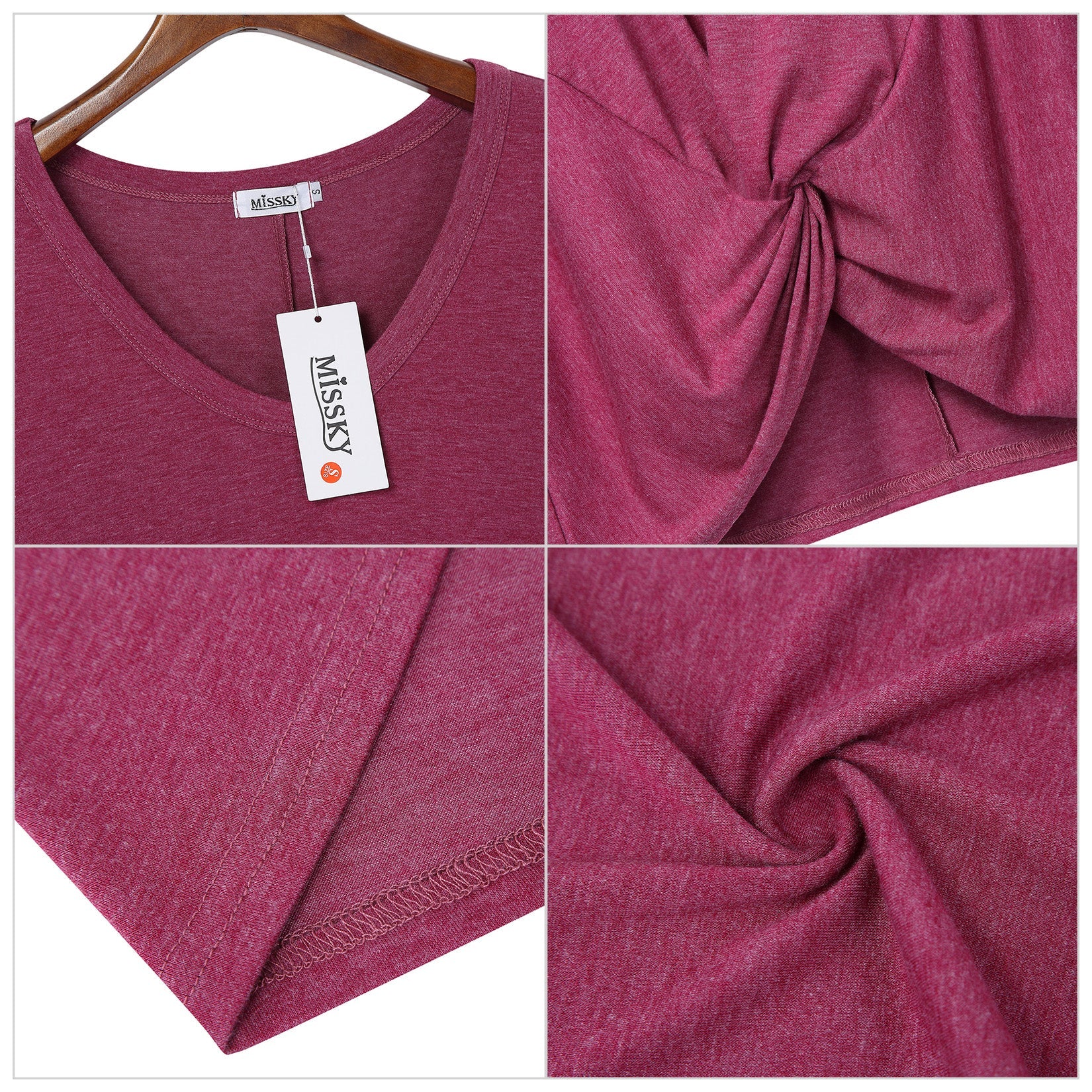 YESFASHION Women's Twist Knot T Shirt Dress Black