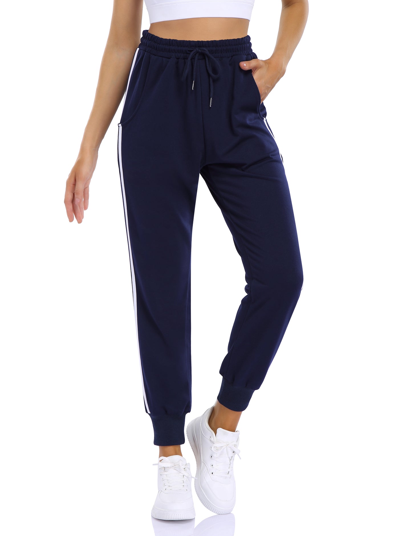 YESFASHION Women's Drawstring Exercise Pants Blue