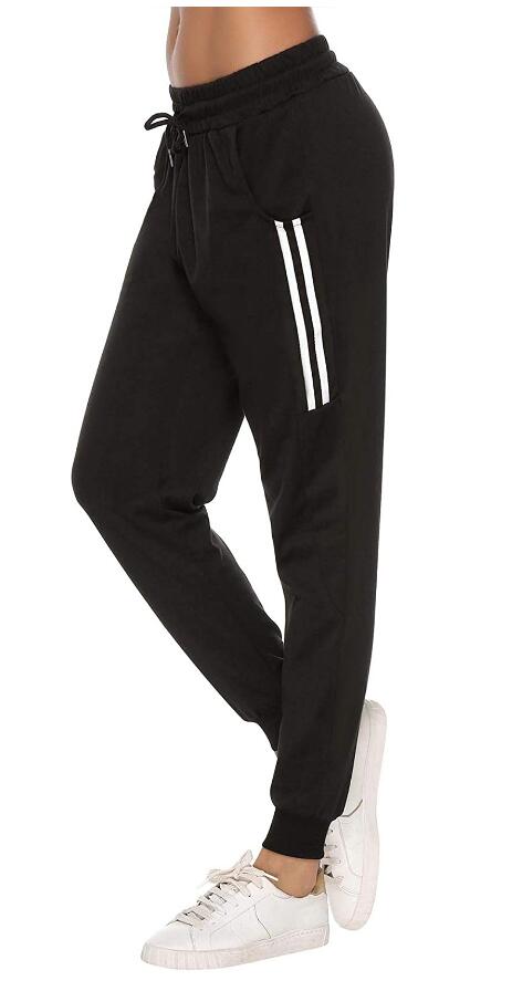 YESFASHION Women's Drawstring Exercise Pants Black