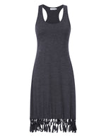 Women Swimsuit Cover Ups Casual Tank Racerback T-Shirt Beach Dress with Pockets