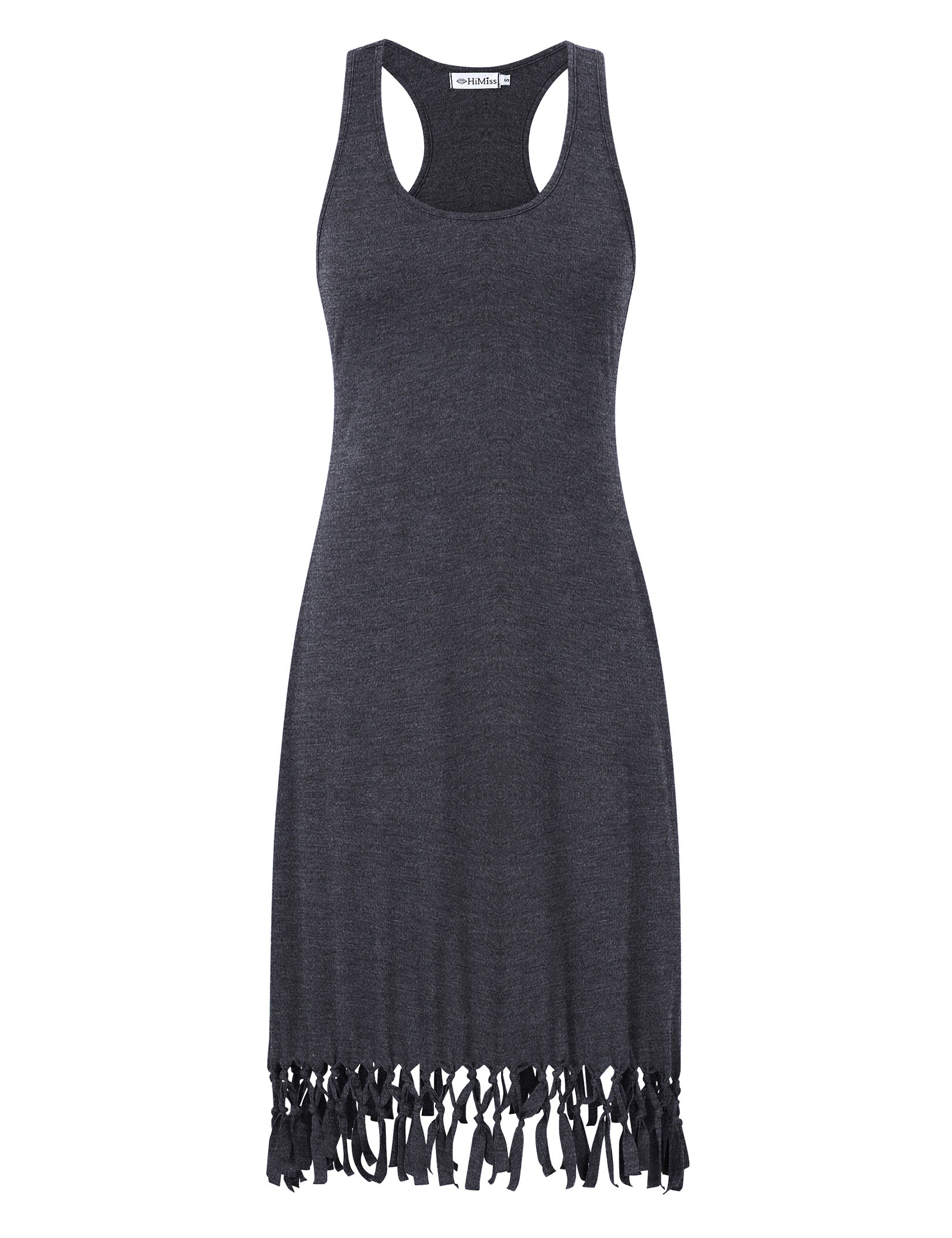 Women Swimsuit Cover Ups Casual Tank Racerback T-Shirt Beach Dress with Pockets