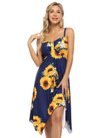 YESFASHION Women's V Neck Strap Irregular Hem Casual Dress