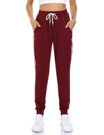 YESFASHION Women's Drawstring Exercise Pants Wine Red