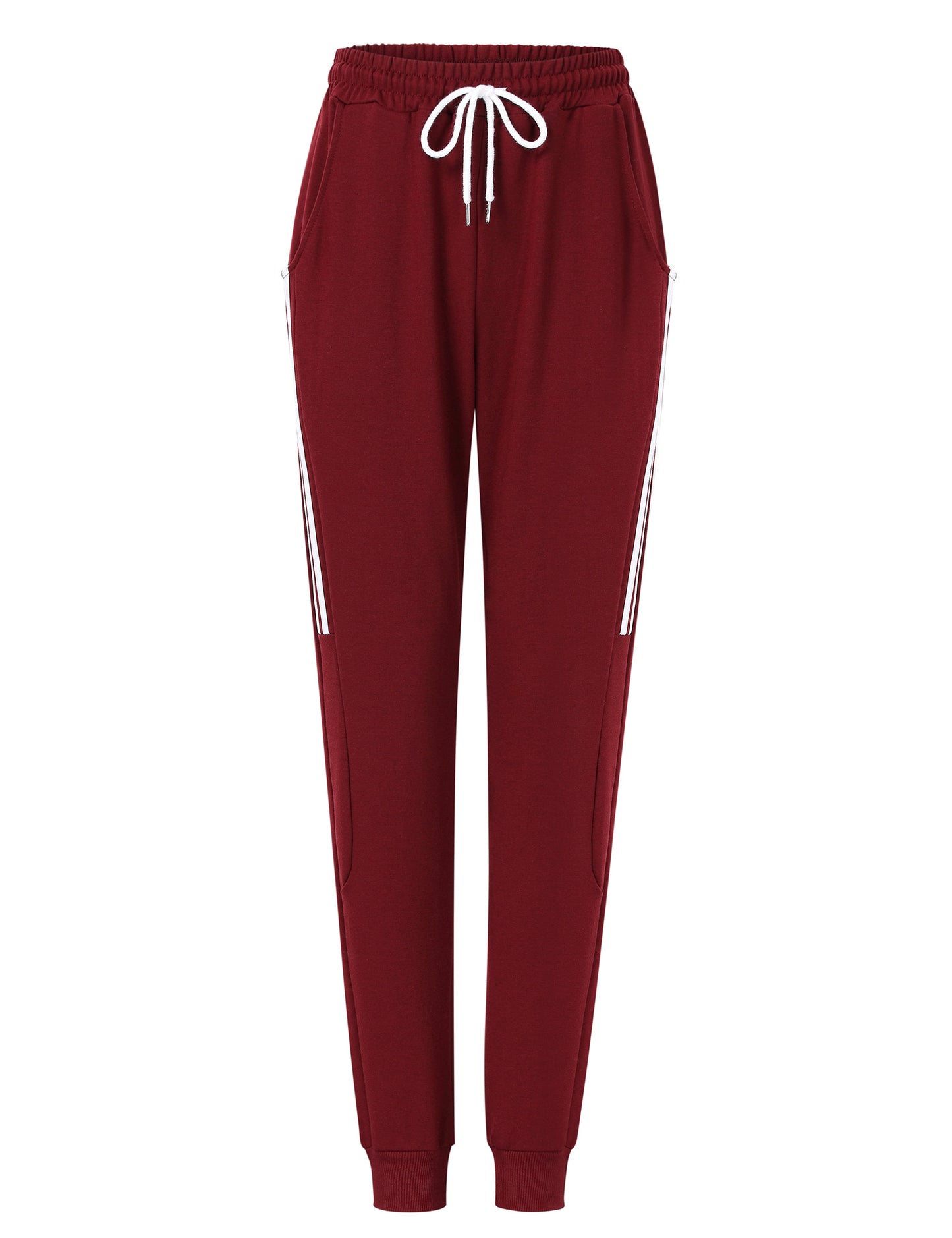 YESFASHION Women's Drawstring Exercise Pants Wine Red