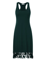 Women Swimsuit Cover Ups Casual Tank Racerback T-Shirt Beach Dress with Pockets