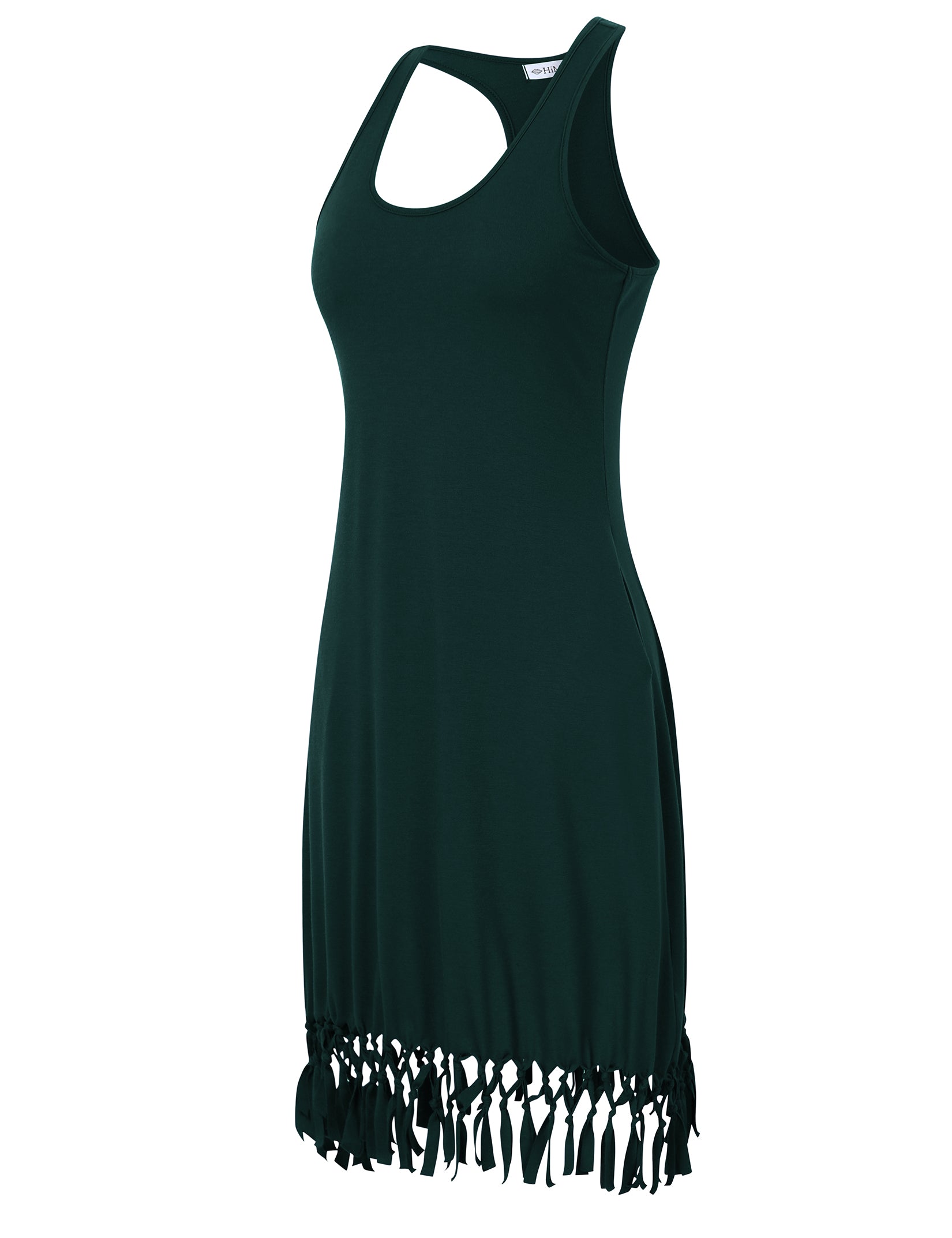 Women Swimsuit Cover Ups Casual Tank Racerback T-Shirt Beach Dress with Pockets