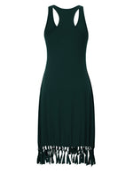 Women Swimsuit Cover Ups Casual Tank Racerback T-Shirt Beach Dress with Pockets