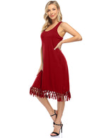 Women Swimsuit Cover Ups Casual Tank Racerback T-Shirt Beach Dress with Pockets