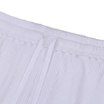 YESFASHION Women's Ribbed Elastic Drawstring Beach Shorts Beige