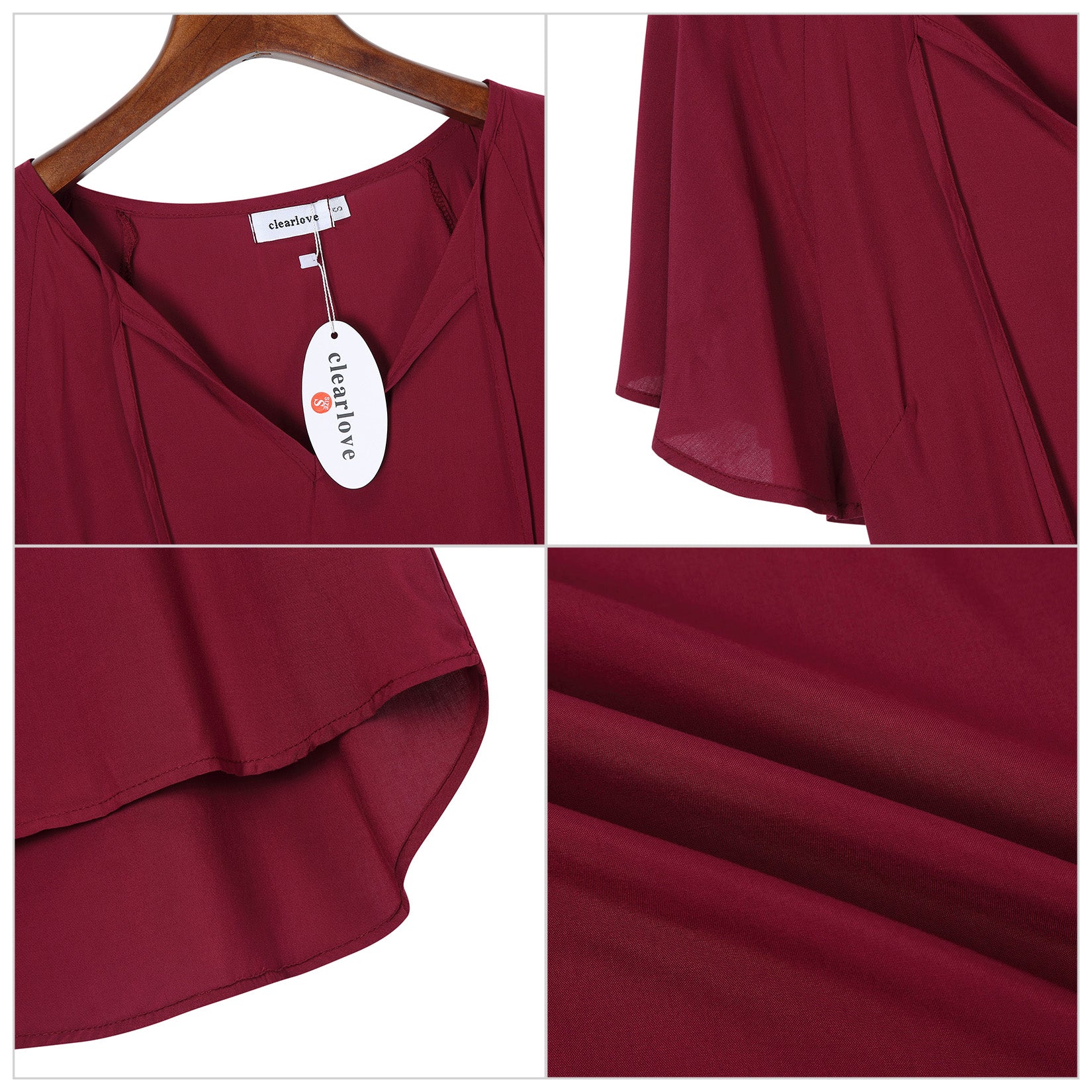 YESFASHION Women's V Neck Top Short Ruffle Drawstring Shirt