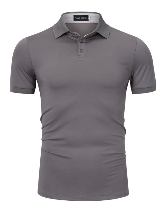 YESFASHION Men's Casual Golf Polo Short Sleeve Shirts Dark Grey