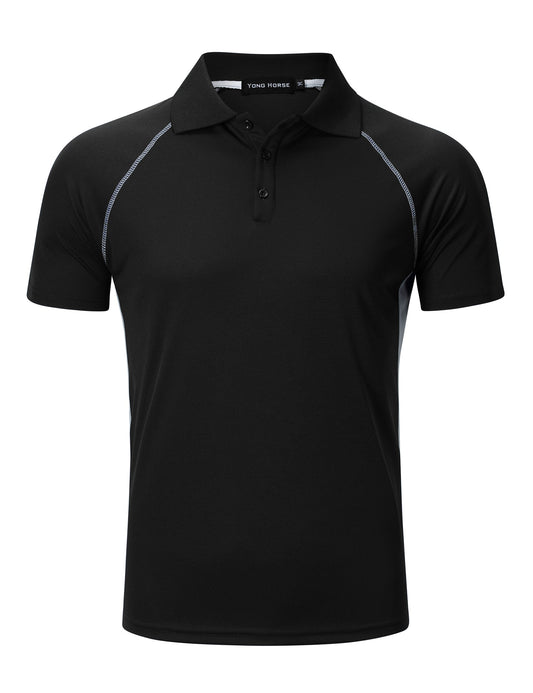 YESFASHION Men's Golf Polo Shirts Short Sleeve Collared T Shirt Black