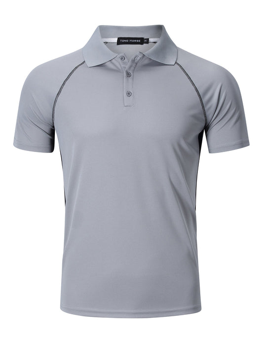 YESFASHION Men's Golf Polo Shirts Short Sleeve Collared T Shirt Grey