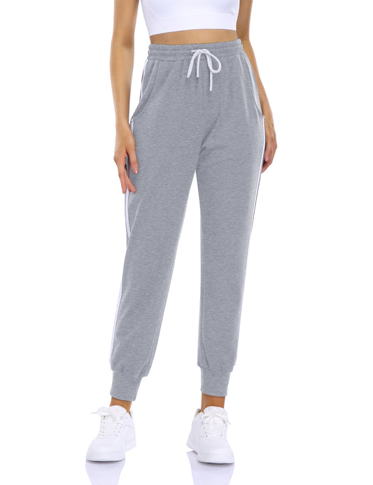 YESFASHION Women's Drawstring Exercise Pants Grey