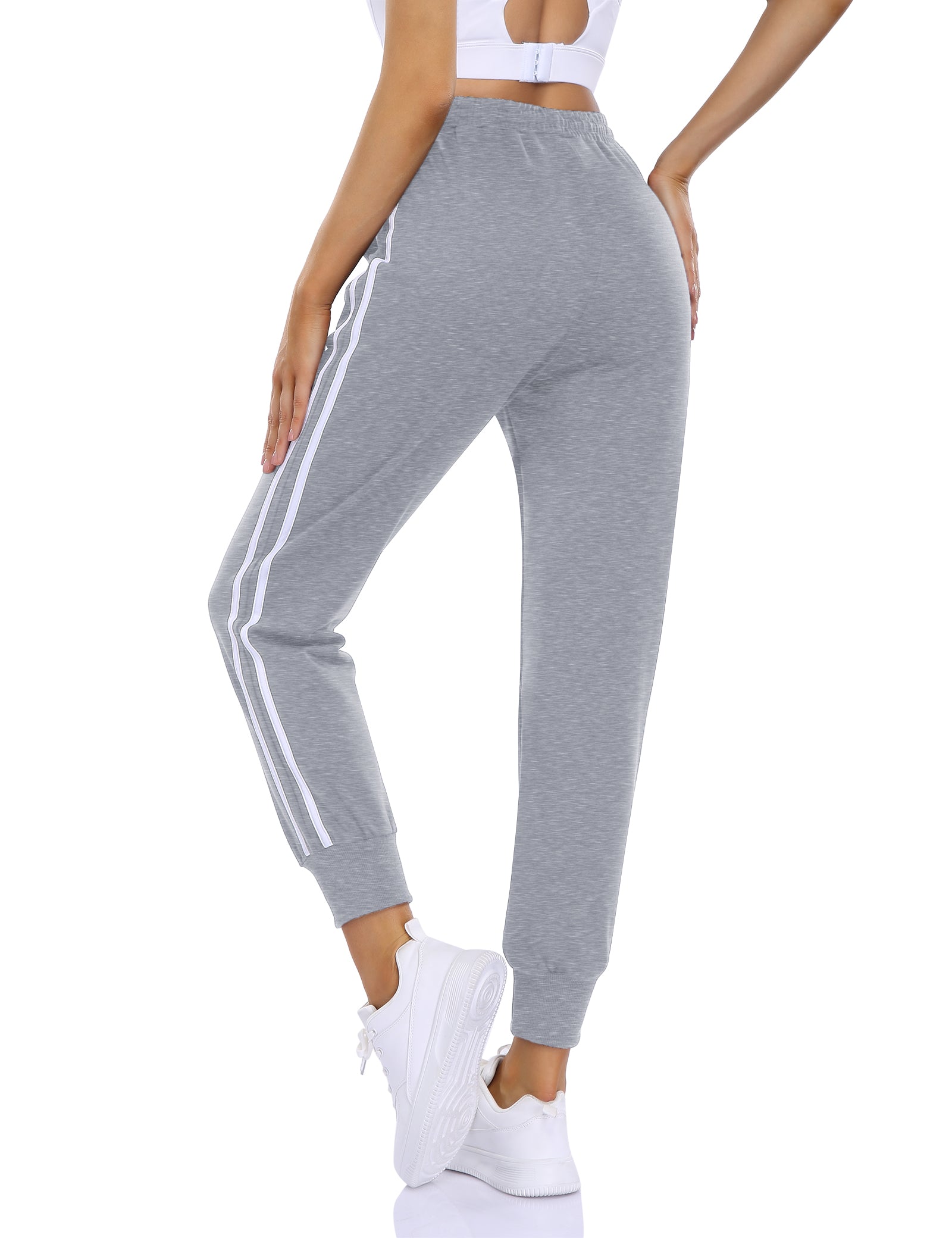 YESFASHION Women's Drawstring Exercise Pants Grey