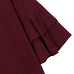 YESFASHION Women's Swing V Neck Ruffle Shift Dress