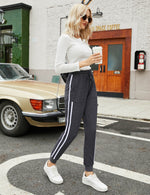 YESFASHION Women's Pockets Casual Sports Pants Grey