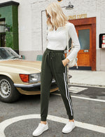 YESFASHION Women's Pockets Casual Sports Pants Green