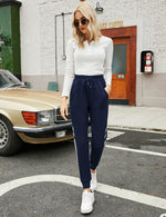 YESFASHION Ladies Casual Sports Pants Navy Blue