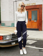 YESFASHION Women's Drawing Pockets Casual Sports Pants Grey