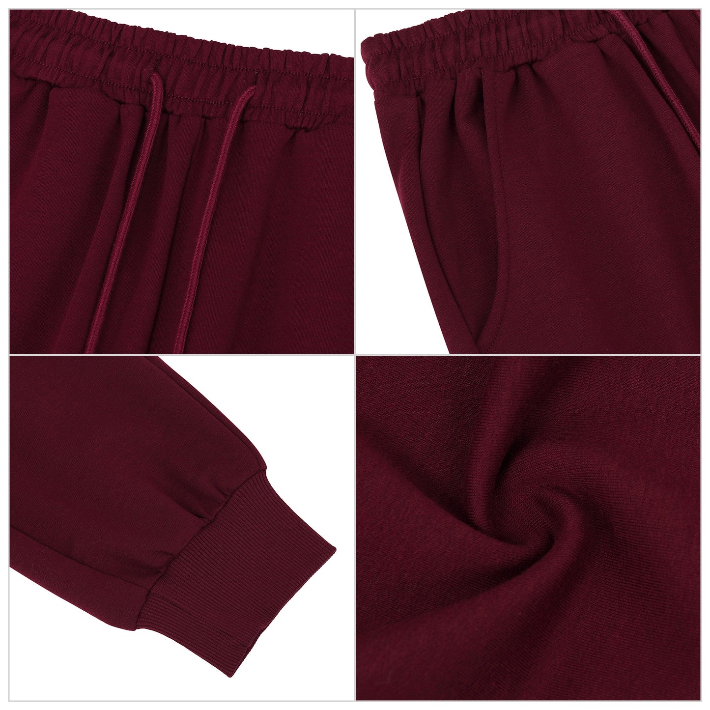 YESFASHION Women's Drawing Pockets Casual Sports Pants Wine Red