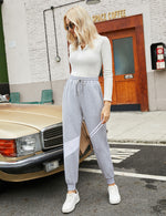 YESFASHION Women's Drawing Pockets Casual Sports Pants Navy Blue