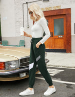 YESFASHION Women's Drawing Pockets Casual Sports Pants Green