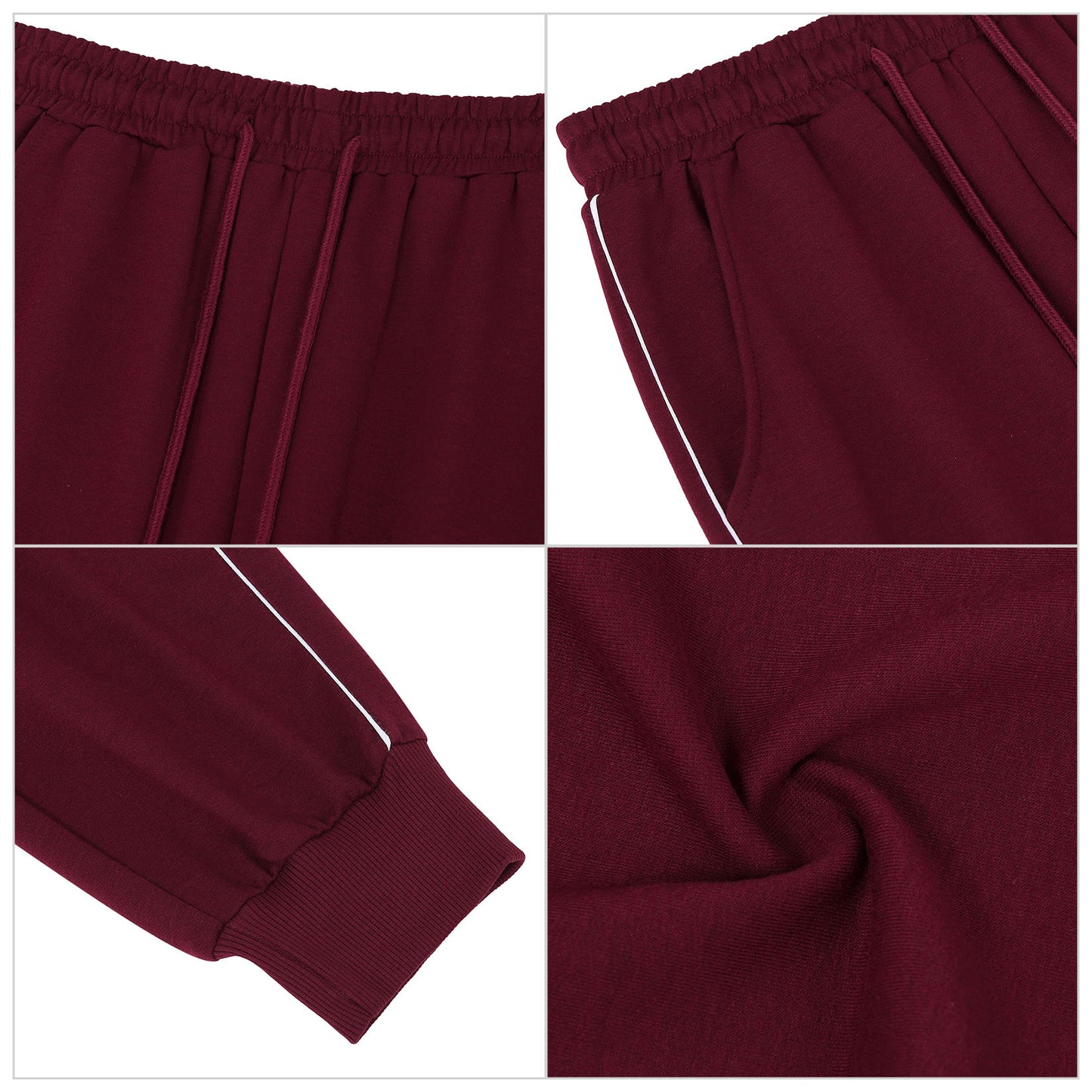 YESFASHION Women's Drawing Pockets Casual Sports Pants Wine Red