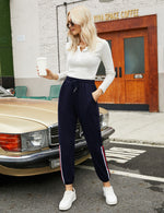 YESFASHION Women's Drawing Pockets Casual Sports Pants Black