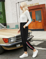 YESFASHION Women's Drawing Pockets Casual Sports Pants Black