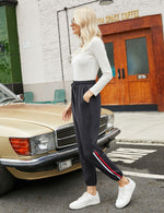 YESFASHION Women's Drawing Pockets Casual Sports Pants Grey