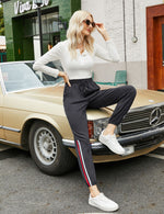 YESFASHION Women's Drawing Pockets Casual Sports Pants Navy Blue