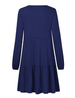 YESFASHION Women's V Neck Layered Dress Long Sleeve Dress