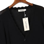 YESFASHION Women's Cropped Button Cardigan Sweaters Black