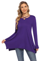 Women's Short Sleeve Tunics Swing Tops Summer Casual V Neck Blouses Loose Basic T-Shirts